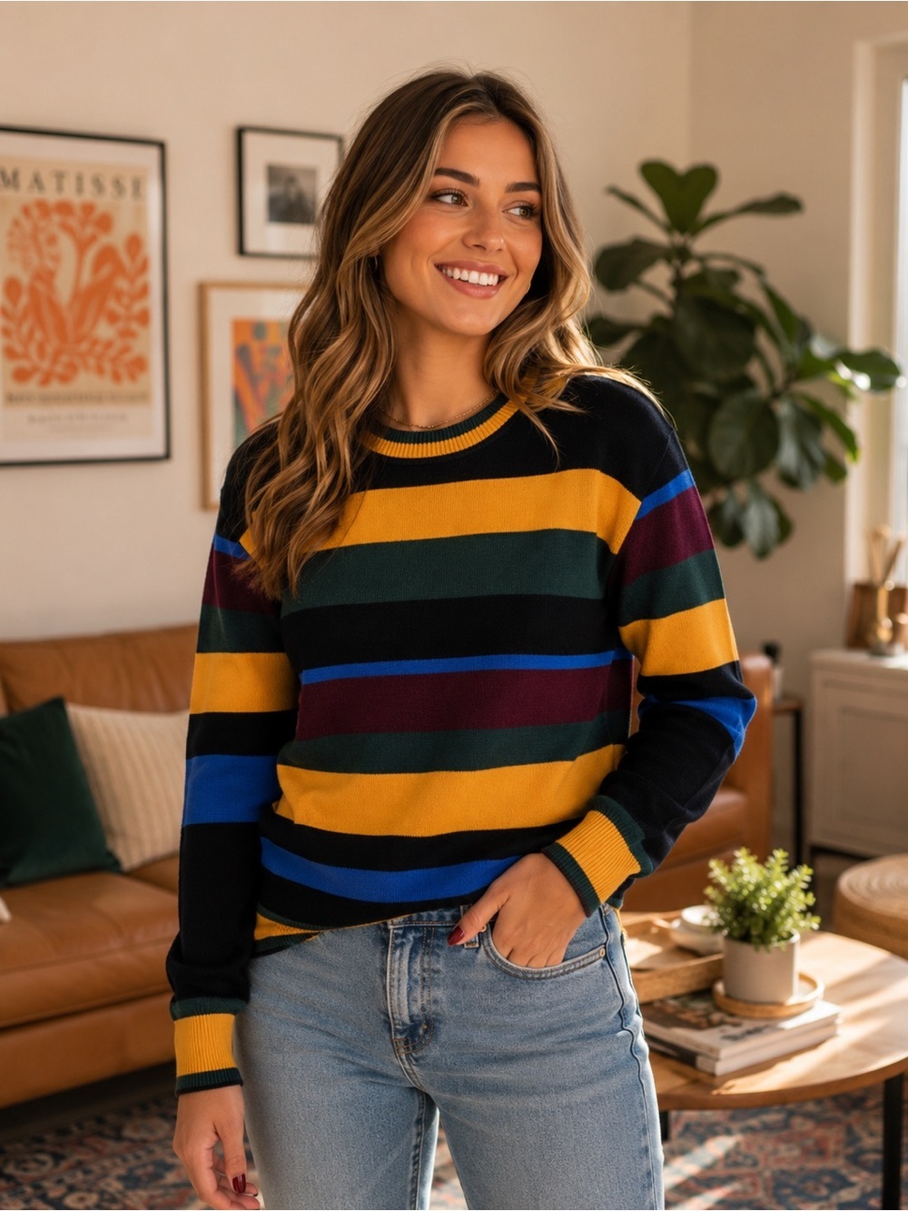 GREY Jason Wu MultiColored Striped Crew Neck Sweater. Size XS. Like  New.